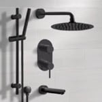 Remer TSR67 Matte Black Tub and Shower Set With Rain Shower Head and Hand Shower